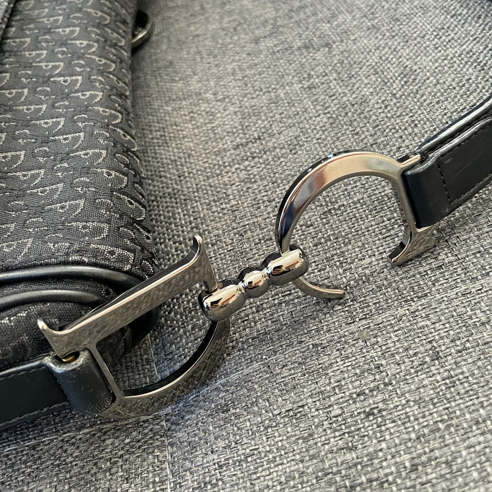 Christian Dior Black Trotter Canvas Double Saddle Bag - Picture 5 of 16